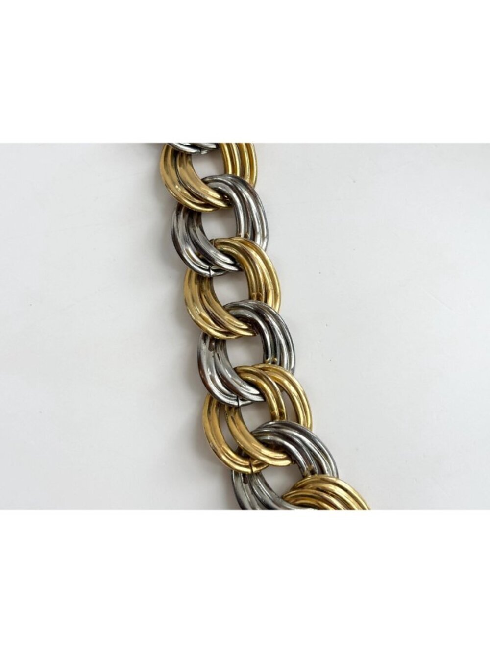 Dual Gold & Silver Double Strung Chunky Vintage 80's Style Bracelet - Picture 5 of 16